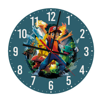 Ash Ketchum & Pikachu, Ρολόι τοίχου ξύλινο (30cm)