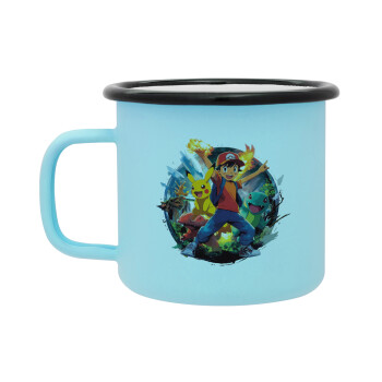 Ash Ketchum & Pikachu, Κούπα Μεταλλική εμαγιέ ΜΑΤ σιέλ 360ml