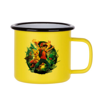 Ash Ketchum & Pikachu, Κούπα Μεταλλική εμαγιέ ΜΑΤ Κίτρινη 360ml