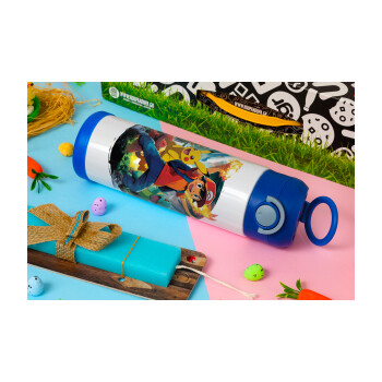 Ash Ketchum & Pikachu, Πασχαλινή Λαμπάδα με Παιδικό παγούρι θερμό, ανοξείδωτο, με καλαμάκι ασφαλείας, ΜΠΛΕ (500ml)