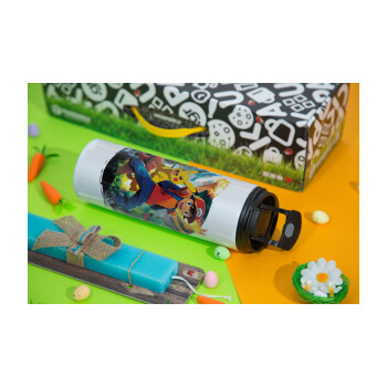 Ash Ketchum & Pikachu, Easter candle,Travel Tumbler 2 Lids, with metal straw & cleaning brush & aromatic flat candle (30cm) (BLUE)