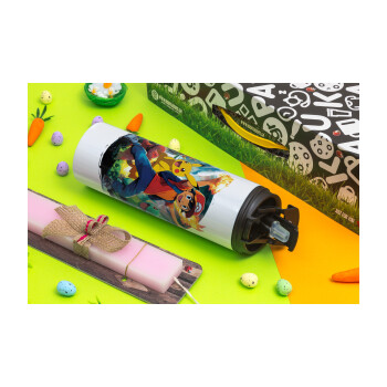 Ash Ketchum & Pikachu, Easter candle,Travel Tumbler 2 Lids, with metal straw & cleaning brush & aromatic flat candle (30cm) (PINK)