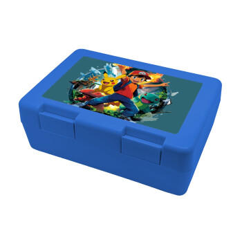 Ash Ketchum & Pikachu, Παιδικό δοχείο κολατσιού ΜΠΛΕ 185x128x65mm (BPA free πλαστικό)
