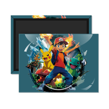 Ash Ketchum & Pikachu, Ορθογώνιο μαγνητάκι ψυγείου διάστασης 9x6cm