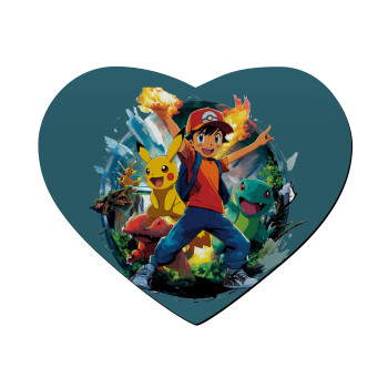 Ash Ketchum & Pikachu, Mousepad καρδιά 23x20cm
