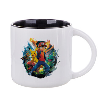Ash Ketchum & Pikachu, Κούπα κεραμική 400ml Λευκή/Μαύρη