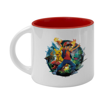Ash Ketchum & Pikachu, Κούπα κεραμική 400ml Λευκή/Κόκκινη