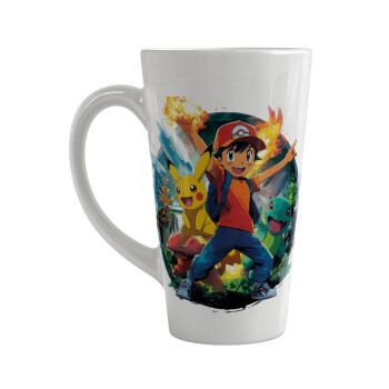 Ash Ketchum & Pikachu, Κούπα κωνική Latte Μεγάλη, κεραμική, 450ml