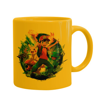 Ash Ketchum & Pikachu, Κούπα, κεραμική κίτρινη, 330ml