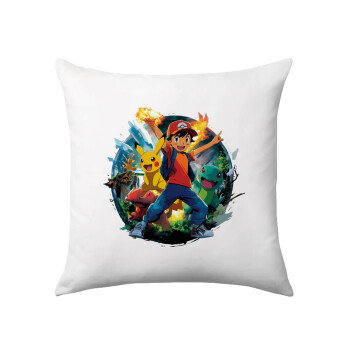 Ash Ketchum & Pikachu, Sofa cushion 40x40cm includes filling