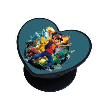 Ash Ketchum & Pikachu, Phone Holders Stand  καρδιά Μαύρο Βάση Στήριξης Κινητού στο Χέρι