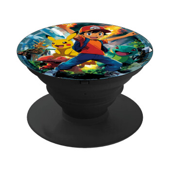 Ash Ketchum & Pikachu, Phone Holders Stand  Black Hand-held Mobile Phone Holder