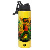 Metallic water bottle with safety lid, 850ml aluminum