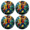 SET of 4 round wooden coasters (9cm)