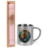 Easter Set, metallic thermal cup (300ml) & aromatic flat Easter candle (30cm) (PINK)