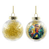Transparent Christmas tree ball ornament with gold filling 8cm