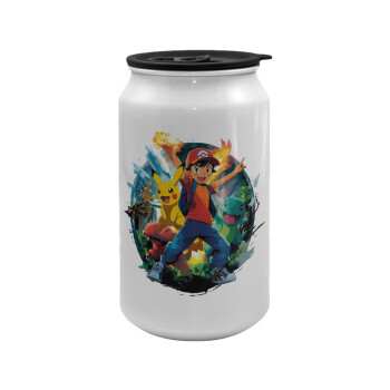 Ash Ketchum & Pikachu, Κούπα ταξιδιού μεταλλική με καπάκι (tin-can) 500ml