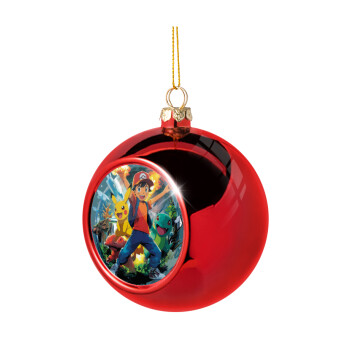 Ash Ketchum & Pikachu, Christmas tree ball Red 8cm