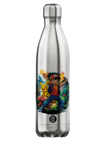 Ash Ketchum & Pikachu — Inox (Stainless steel) hot metal mug, double wall, 750ml