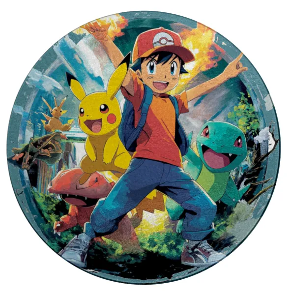Ash Ketchum & Pikachu — Επιφάνεια κοπής γυάλινη στρογγυλή (30cm)