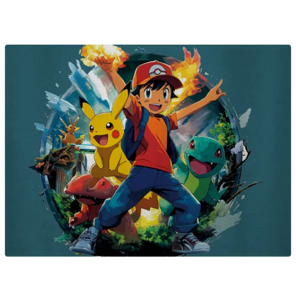 Ash Ketchum & Pikachu — Επιφάνεια κοπής γυάλινη (38x28cm)