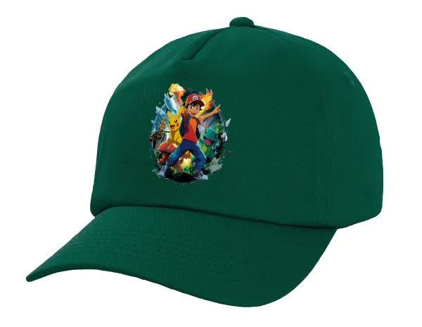 Ash Ketchum & Pikachu — Twill Children's Cap, DARK GREEN (100% COTTON, CHILDREN, UNISEX)