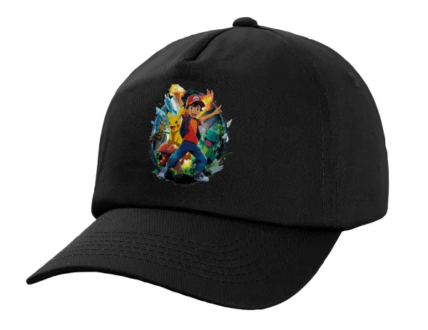 Ash Ketchum & Pikachu — Child's Baseball Cap, 100% Cotton, Black