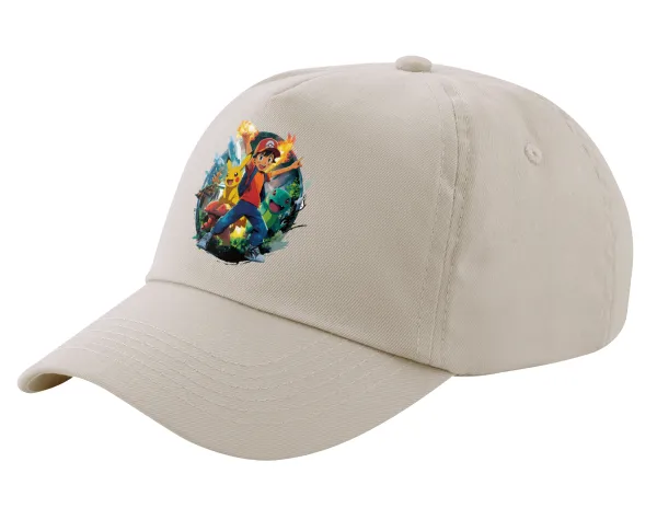 Ash Ketchum & Pikachu — SAND Adult Cap Cotton (UNISEX, ONE SIZE)