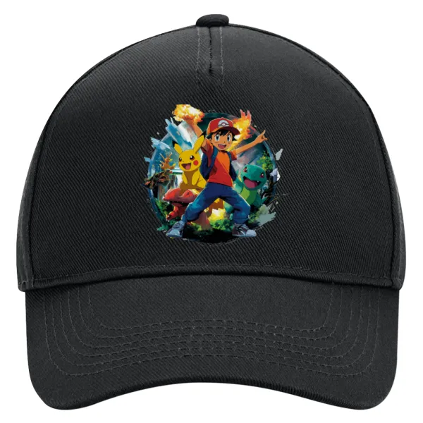 Ash Ketchum & Pikachu — Καπέλο Ενηλίκων Ultimate ΜΑΥΡΟ, (100% ΒΑΜΒΑΚΕΡΟ DRILL, ΕΝΗΛΙΚΩΝ, UNISEX, ONE SIZE)