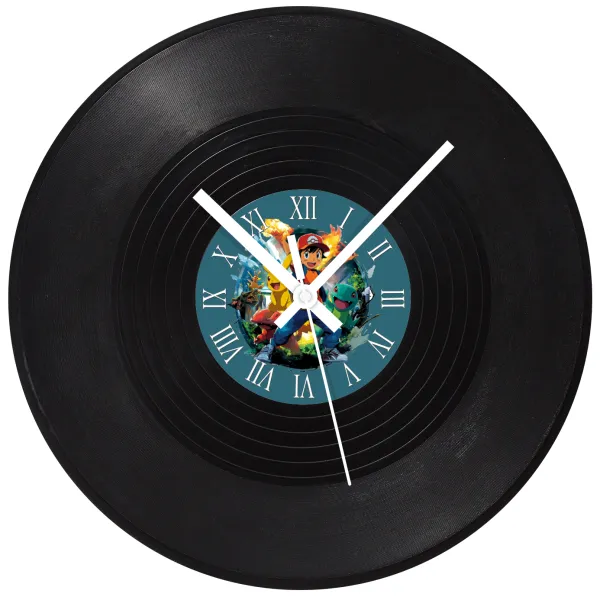 Ash Ketchum & Pikachu — Vinyl record wall clock (30cm)