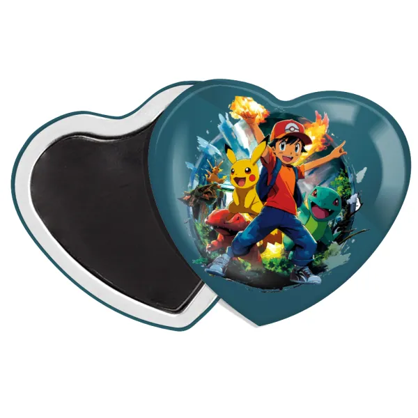 Ash Ketchum & Pikachu — Heart magnet (57x52mm)