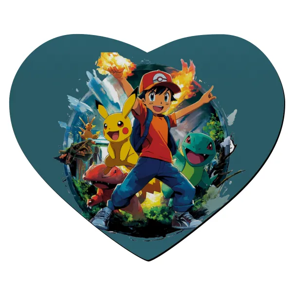 Ash Ketchum & Pikachu — Mousepad heart 23x20cm