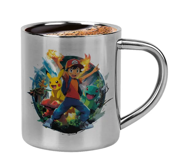 Ash Ketchum & Pikachu — Κουπάκι μεταλλικό διπλού τοιχώματος για espresso (220ml)