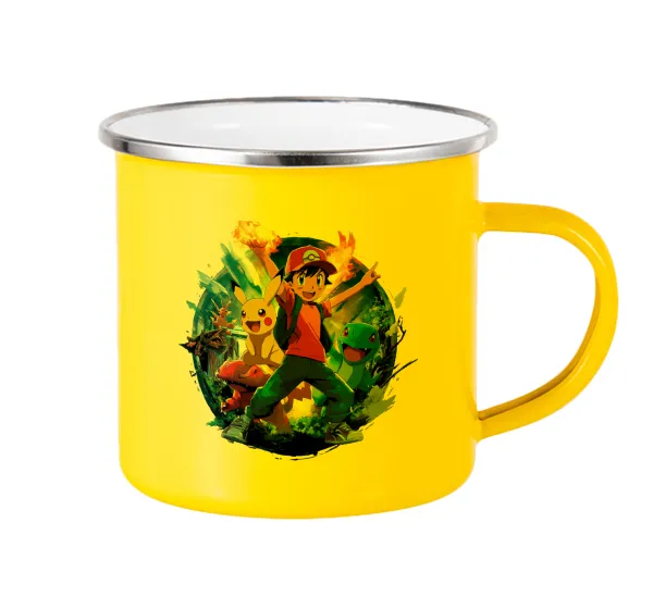 Ash Ketchum & Pikachu — Κούπα Μεταλλική εμαγιέ Κίτρινη 360ml