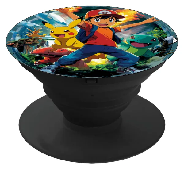 Ash Ketchum & Pikachu — Phone Holders Stand  Μαύρο Βάση Στήριξης Κινητού στο Χέρι