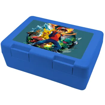 Ash Ketchum & Pikachu, Children's cookie container BLUE 185x128x65mm (BPA free plastic)
