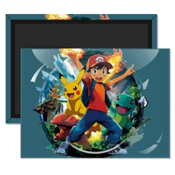 Ash Ketchum & Pikachu, Ορθογώνιο μαγνητάκι ψυγείου διάστασης 9x6cm