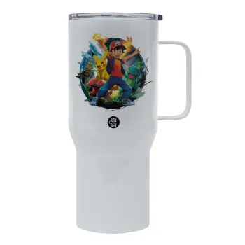 Ash Ketchum & Pikachu, Mega Stainless steel Tumbler with lid, double wall 750L