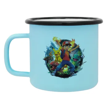 Ash Ketchum & Pikachu, Κούπα Μεταλλική εμαγιέ ΜΑΤ σιέλ 360ml