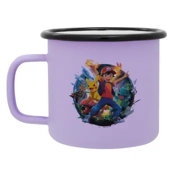 Ash Ketchum & Pikachu, Κούπα Μεταλλική εμαγιέ ΜΑΤ Light Pastel Purple 360ml