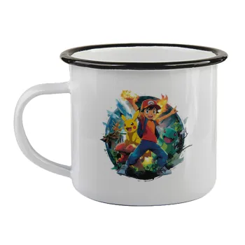 Ash Ketchum & Pikachu, Κούπα εμαγιέ με μαύρο χείλος 360ml