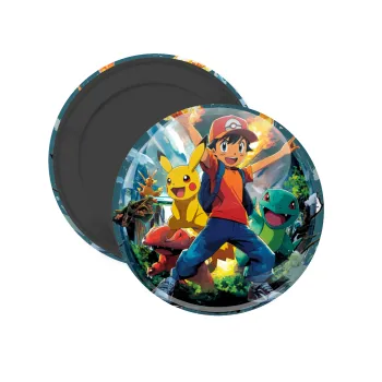 Ash Ketchum & Pikachu, Μαγνητάκι ψυγείου στρογγυλό διάστασης 5cm