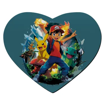Ash Ketchum & Pikachu, Mousepad καρδιά 23x20cm