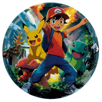 Ash Ketchum & Pikachu, Mousepad Στρογγυλό 20cm