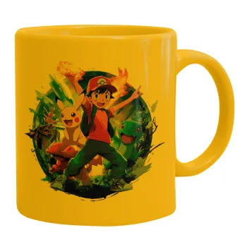 Ash Ketchum & Pikachu, Κούπα, κεραμική κίτρινη, 330ml