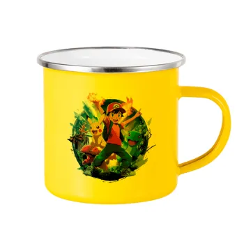 Ash Ketchum & Pikachu, Κούπα Μεταλλική εμαγιέ Κίτρινη 360ml