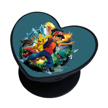 Ash Ketchum & Pikachu, Phone Holders Stand  καρδιά Μαύρο Βάση Στήριξης Κινητού στο Χέρι