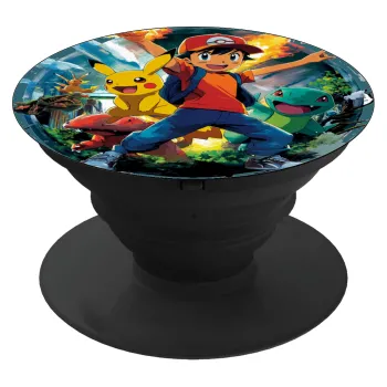 Ash Ketchum & Pikachu, Phone Holders Stand  Μαύρο Βάση Στήριξης Κινητού στο Χέρι