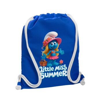 The Smurfs, Backpack pouch GYMBAG Blue, with pocket (40x48cm) & thick cords