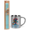 Easter Set, metallic thermal cup (300ml) & aromatic flat Easter candle (30cm) (TURQUOISE)